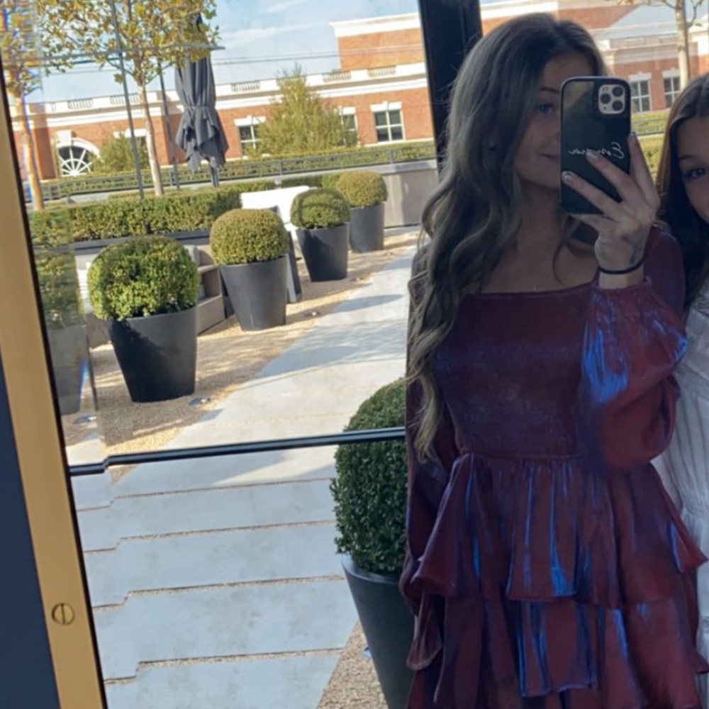 redish brown iridescent dress